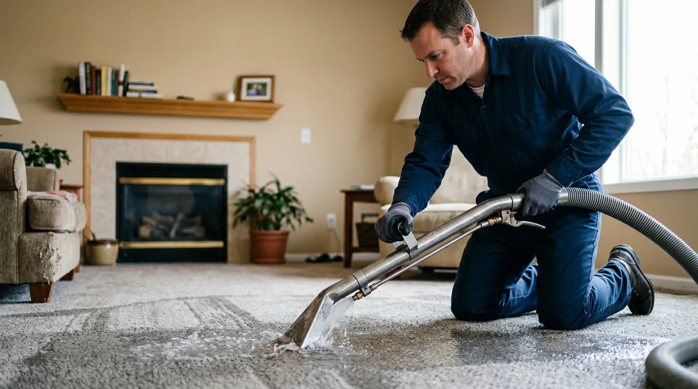 Water damage restoration technician working near Kelleys Island, OH
